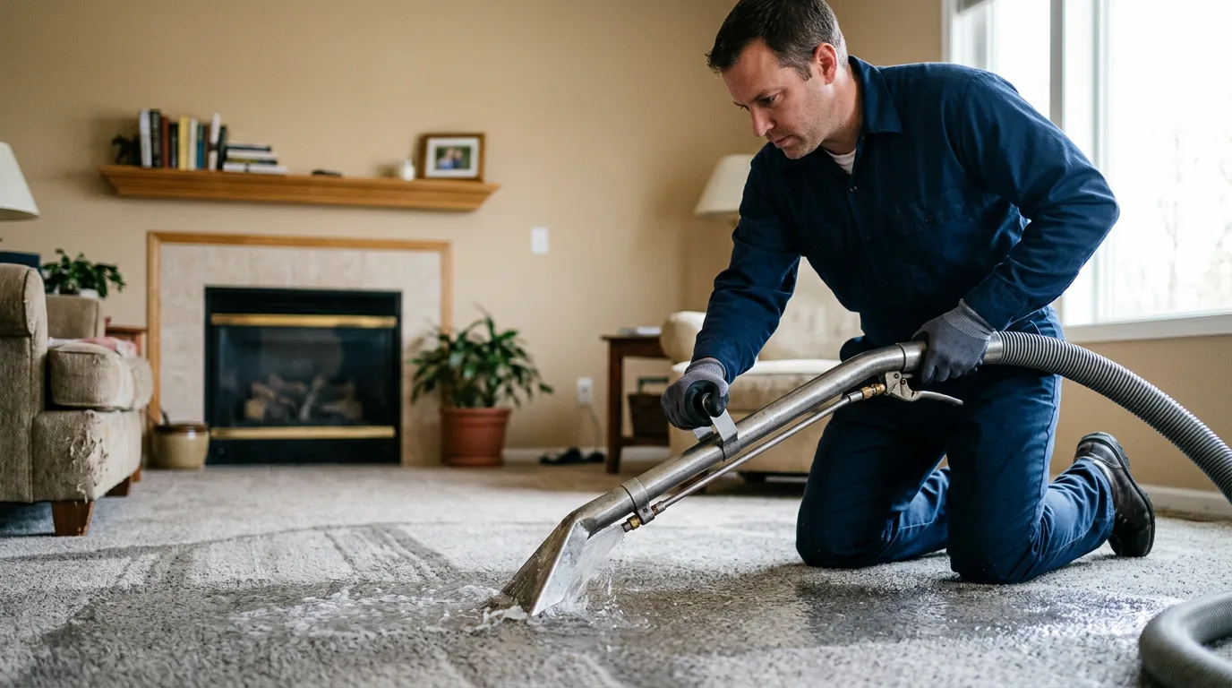 Water damage restoration technician working near West Burke, VT